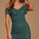 Lulus ✨HP✨Crochet Cutie Forest Green Crochet Lace Off-the-Shoulder Dress✨ Photo 0