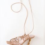 Schutz Savania Honey Beige Nappa Leather Lace-Up High Heel Sandals Size 10 Photo 3