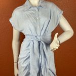 DO+BE  Light Blue and White Striped Top Size Medium. A13 Photo 4