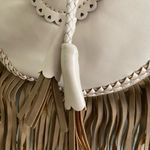Venus  Boho Fringe Faux Leather Crossbody Shoulder Bag Beige Tan Photo 8