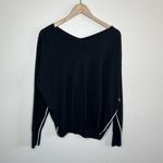 Chelsea28  Black V-Neck Sweater With White Stripes Size S  cashmere blend Photo 1