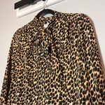 J.Crew  Tie Neck Button Front Blouse Leopard Cheetah Animal Print Size XXS Photo 1