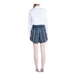 Waverly Grey‎ Navy Blue And White Striped Elastic Waist Violet Shorts Size L Size L Photo 1
