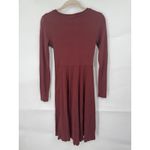 KOTN Deep V Ribbed Dress Women Small Maroon Athleisure Granolagirl Western Indie Red Photo 2