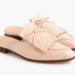 J.Crew | Nude Cream Suede Mules with Fringe 5 Heeled Kiltie penny academy Photo 0