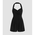 Black Solid Halter Romper Playsuit Jumper Onesie Size S 🖤 Photo 2