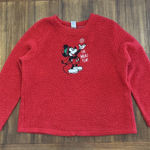 Disney MICKEY MOUSE Christmas Pajama Top OH WHAT FUN! Red Sherpa WOMENS Lg 12-14 Photo 0