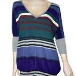 Shae Women’s Size S Green Blue Gray White Striped Studded Back V Photo 0