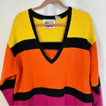 Caren Sport Top Blouse‎ Sweater Womens Multicolor Oversized V Photo 1