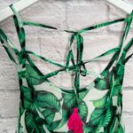 Miken Peplum Hem Sheer Swim Cover Up White Emerald Tropical Size S New Green Photo 4