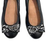 Vionic Spark Zelda Black Leather Ballet Flats Shoes Snake Print Bow SlipOn 8.5W Photo 2