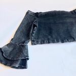 ZARA Black Denim Ruffle Off The Shoulder Crop Size M (New) Photo 3