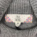 Pink Rose New  Raw Seam Turtleneck Sweater Long Sleeve Knit Pullover Grey Photo 15