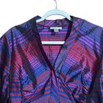 Coldwater Creek Top Womens PXL Petite Multicolor Madras Plaid Silk Blend Blouse Photo 1