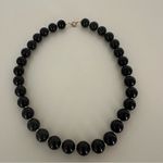 Anthropologie  Vintage Round Beaded Short Necklace Black and Gold 17"l Photo 3