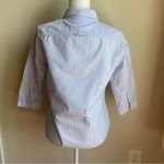 LL Bean Blue and White Stripes 3/4 Length Sleeve Button Down Shirt Oxford Cotton Size undefined Photo 2