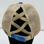 CC Exclusives Adjustable Trucker Baseball Hat Blue Tan Ponytail Criss Cross Back Photo 2