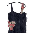 Teri Jon By Rickie Freeman Black Metallic Tiered Sleeveless Gown Size 14 NWT Photo 3