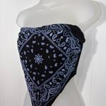 The Vintage Shop Vintage Y2K Black Purple Paisley Bandana Print Bandeau Tube Top USA Made Small S Photo 1