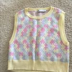 ZARA  Yellow and Pink Crew Neck Sweater Photo 0
