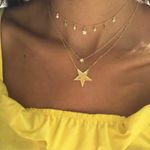 Gold Star Layered Drop Choker Necklace Photo 0