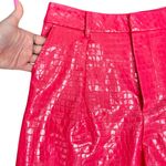 7 For All Mankind  Hot Pink Vegan Leather Crocodile Crop Top Shorts Set M NEW Tag Photo 5