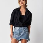 One Teaspoon Free People Blue Future Junkyard Micro Mini Skirt 25 Shimmer Fray Photo 5