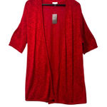 J Jill Womens XLT Cardigan Open Front Cherry Red Lightweight Knit Coastal‎ Layer Size XL Photo 0