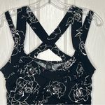 Torrid  1 Black White Rose Print Tank Top Criss Cross Straps Babydoll Photo 1