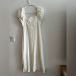 Source Unknown Unbranded White Textured Puff Sleeve Midi Dress Square Neck XS-S Photo 5