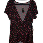 Torrid NWT Red Heart Wrap Surplice Top Black Size 1 Valentines Romantic Feminine Photo 1