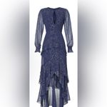 Hutch Molly Gown Navy Gold Sparkly Chiffon Ruffled Tiered Maxi Dress Sz 2 Photo 1