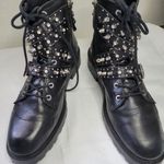 ZARA  Leather Black Ankle Boots with Silver Studs Size EU 40 Photo 3