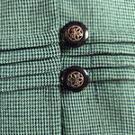 1950s Vintage Teal Black Houndstooth Button Down Fitted Blouse Jacket Size Large Gray Photo 4