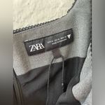 ZARA  fully lined mini gray dress, bust boning, black lace detail, back zip; M Photo 2