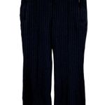 Theory Demitria Pale Stripe Pants Zip Fly High Rise Wide Leg Navy Blue 8 Photo 1