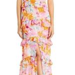 WAYF Womens With Love Pink Floral Printed Ruffled Summer Maxi Dress Photo 0
