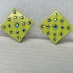 Vintage 60’s 70’s mod line green rhinestones clip style Photo 1