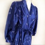 LORRAINE Blue Robe Hollywood Glam Floral Belted Vintage Retro VINTAGE Size M Photo 4