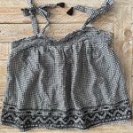 Old Navy  Black & White Gingham Plaid Tie Shoulder Embroidered Hem Tank Top~Large Photo 2
