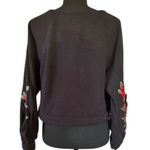 Blue Rain  Black Cropped Sweatshirt with Red Rose Embroidery – Size Large Photo 2