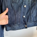 Chico's  Womens Blue Jean Denim Jacket Size 1/Medium Dark Wash Stretch Cotton Photo 2