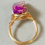 Handmade Gold Purple Agate Gemstone Crystal  Wire-Wrapped Band Ring Jewelry Size 7 💜✨ Photo 1