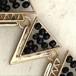 Gold tone black beaded triangle necklace Photo 8