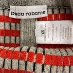 Paco Rabanne Strapless Stripe Knit Bodycon Dress Back Buttons Cotton Jacquard XS Red Photo 3