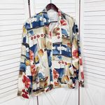 Oleg Cassini Vintage  Tropical Floral Print Silk Windbreaker Track Jacket Large Photo 6