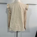 Daisy Lane Size L Cream Cotton Ruffle Button Blouse Top Neutral Farmhouse Rustic Tan Size L Photo 2