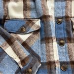 Ci Sono  Plaid Hooded Sherpa Lined Jacket Coat Blue Brown Size Large Photo 1