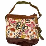 Lucky Brand Canvas & Leather Hummingbird Bucket Bag Tote Hobo Satchel Purse Photo 1