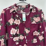 Byer California StitchFix  Christelle Burgundy Floral Button Down Shirt‎ Sz L NWT Photo 1